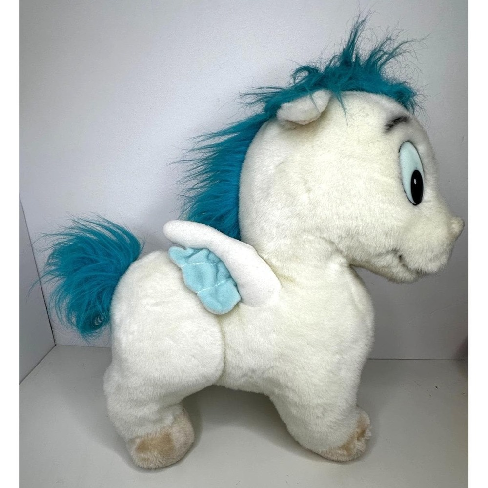 Disney Douglas Pegasus Hercules Large 16" Plush Stuffed White Blue Vintage